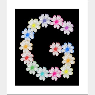 Letter G, flower, cosmos flowers, floral, nature Posters and Art